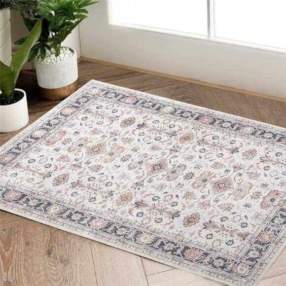 Area Rug 2x3 Entryway Rug Taupe Vintage Traditional Area Rug - Picture 7 of 7